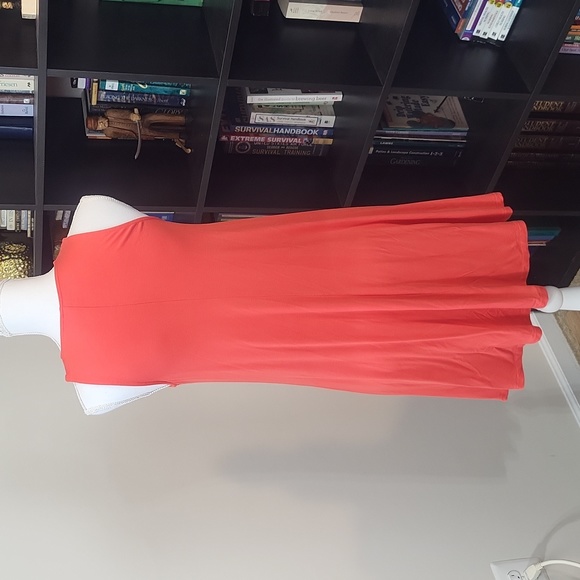 OLD NAVY Orange Sleeves Rayon Tent Swing Midi Dress - Picture 4 of 7